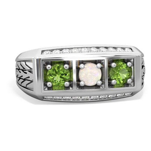 opal-peridot three stone ring