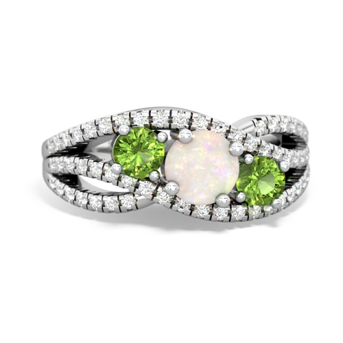opal-peridot three stone pave ring