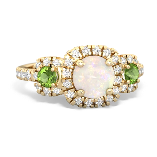 Opal Genuine Opal with Genuine Peridot and  Regal Halo ring Ring