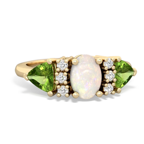Opal Genuine Opal with Genuine Peridot and  Antique Style Three Stone ring Ring