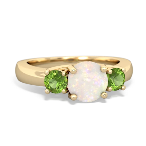 Opal Genuine Opal with Genuine Peridot and  Three Stone Trellis ring Ring
