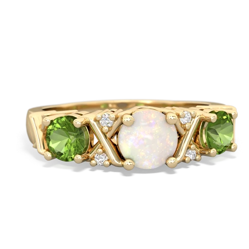 Opal Genuine Opal with Genuine Peridot and Genuine Swiss Blue Topaz Hugs and Kisses ring Ring