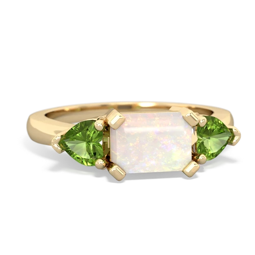 Opal Genuine Opal with Genuine Peridot and  Three Stone ring Ring