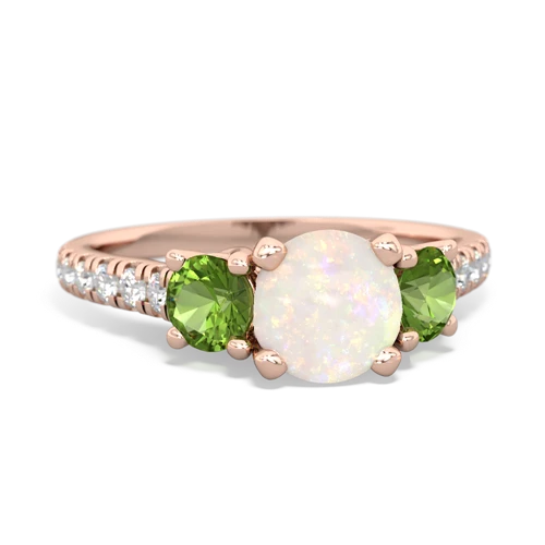 Genuine Opal with Genuine Peridot and Lab Created Pink Sapphire Pave Trellis ring