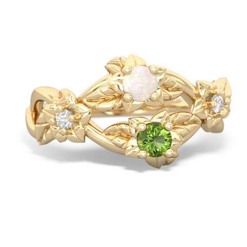 Opal Genuine Opal with Genuine Peridot Sparkling Bouquet ring Ring
