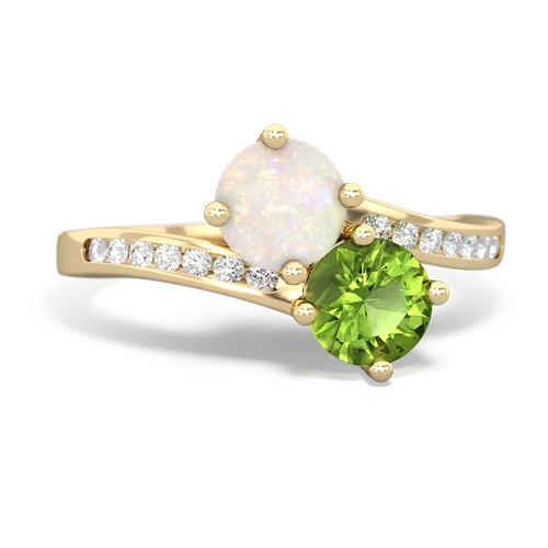 Opal Genuine Opal with Genuine Peridot Keepsake Two Stone ring Ring