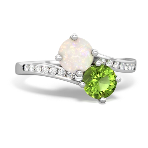 opal-peridot two stone channel ring