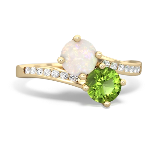 opal-peridot two stone channel ring