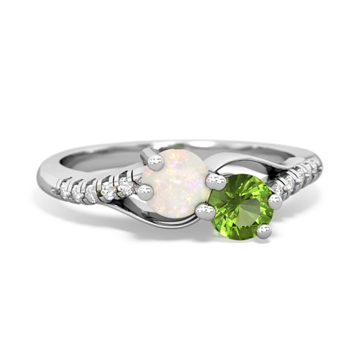 opal-peridot two stone infinity ring