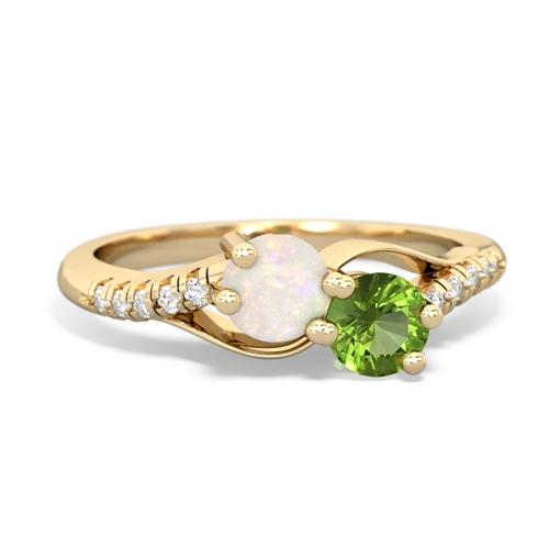 opal-peridot two stone infinity ring
