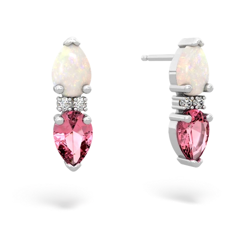 opal-pink sapphire bowtie earrings