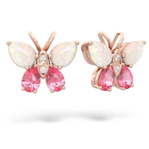 opal-pink sapphire butterfly earrings