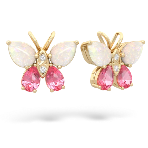 opal-pink sapphire butterfly earrings