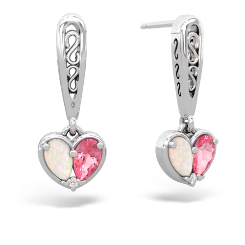 opal-pink sapphire filligree earrings