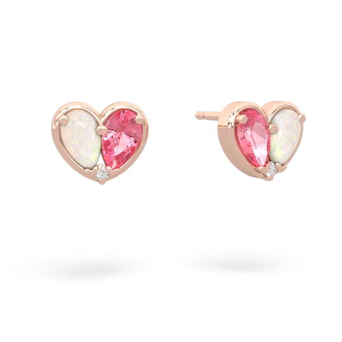 opal-pink sapphire one heart earrings