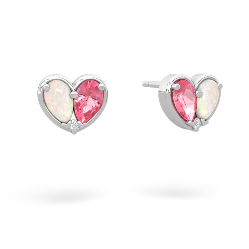 opal-pink sapphire one heart earrings