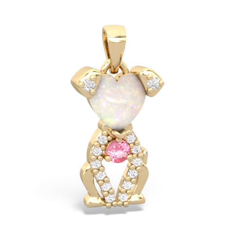 opal-pink sapphire birthstone puppy pendant