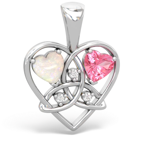 opal-pink sapphire celtic heart pendant