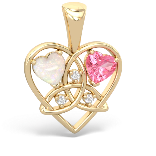 opal-pink sapphire celtic heart pendant
