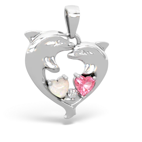 opal-pink sapphire dolphins pendant