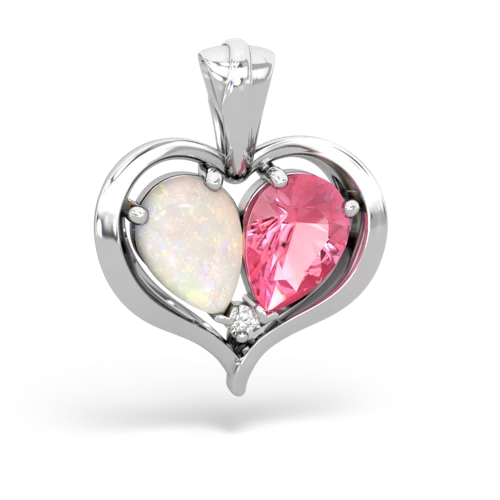 opal-pink sapphire half heart whole pendant