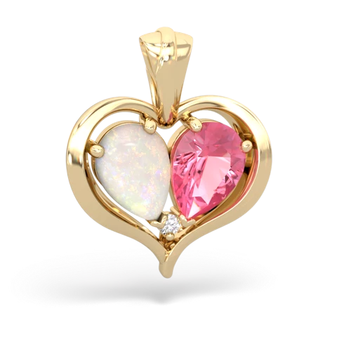 opal-pink sapphire half heart whole pendant