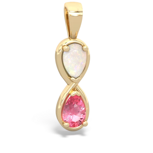 Opal Genuine Opal with Lab Created Pink Sapphire Infinity pendant Pendant