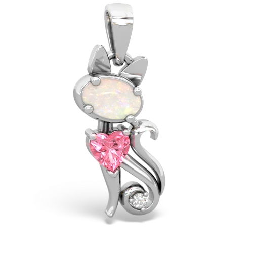 opal-pink sapphire kitten pendant