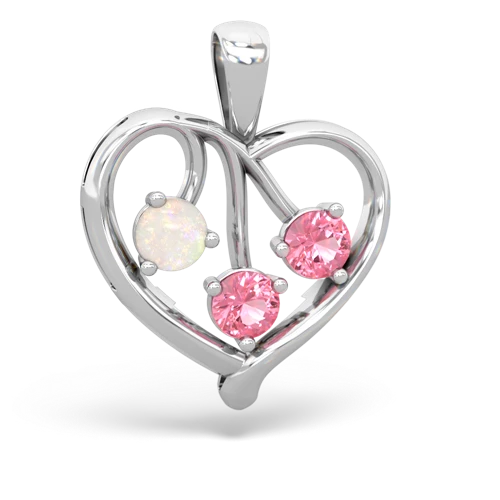Opal Genuine Opal with Lab Created Pink Sapphire and  Glowing Heart pendant Pendant