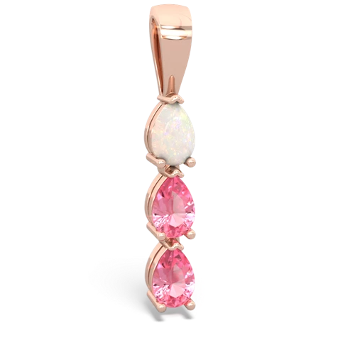 Opal Genuine Opal with Lab Created Pink Sapphire and  Three Stone pendant Pendant