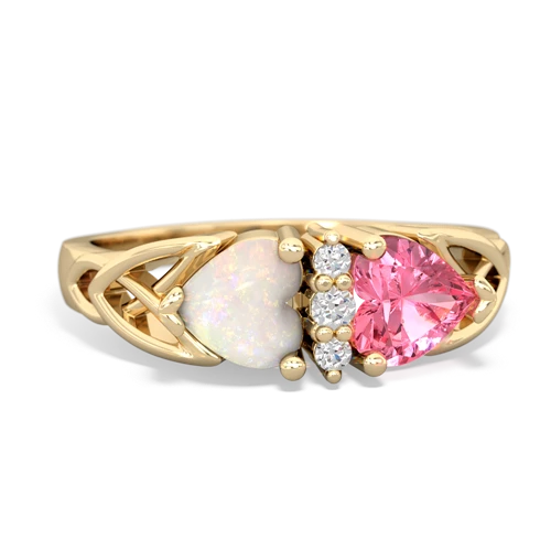 Opal Genuine Opal with Lab Created Pink Sapphire Celtic Trinity Knot ring Ring