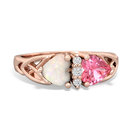opal-pink sapphire celtic ring