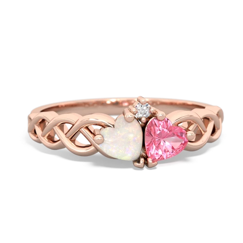 opal-pink sapphire celtic braid ring