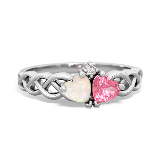 opal-pink sapphire celtic braid ring