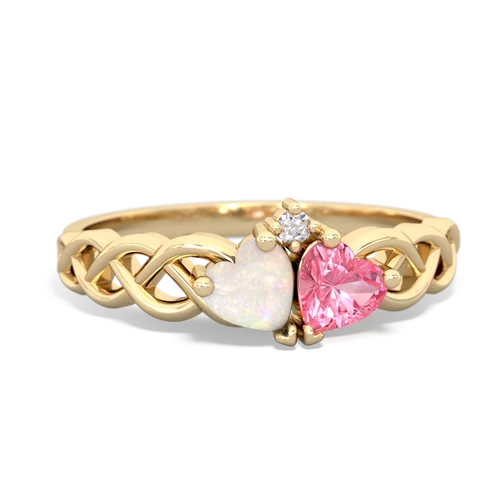 opal-pink sapphire celtic braid ring