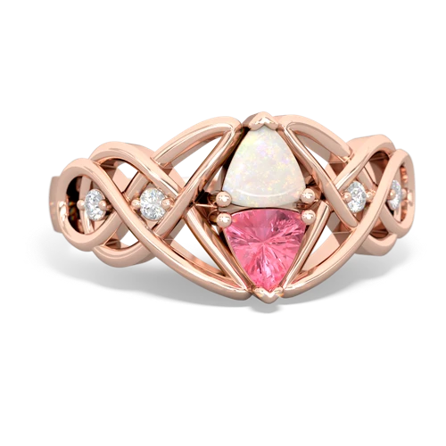 opal-pink sapphire celtic knot ring