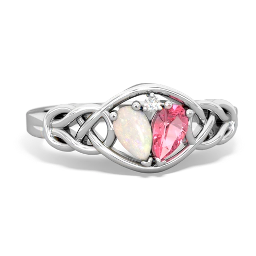 opal-pink sapphire celtic knot ring