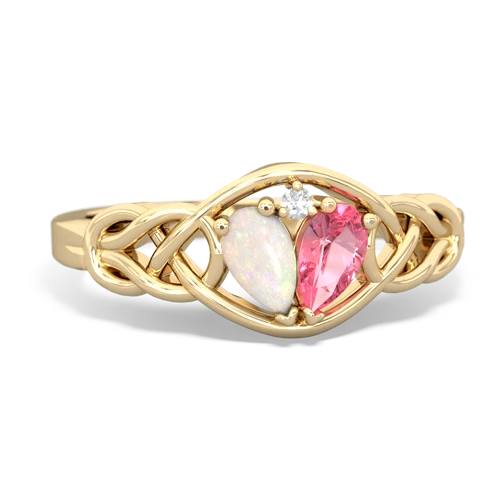 opal-pink sapphire celtic knot ring