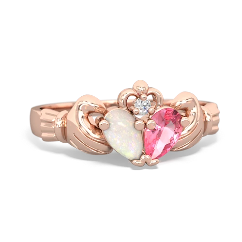 opal-pink sapphire claddagh ring