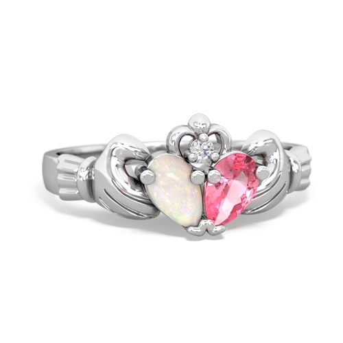 opal-pink sapphire claddagh ring