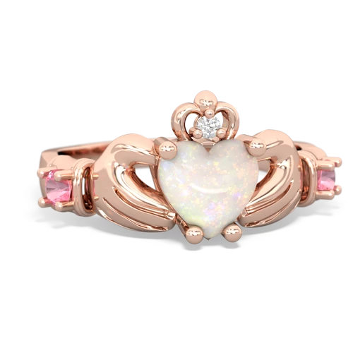 opal-pink sapphire claddagh ring