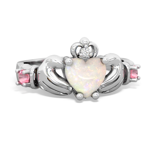 opal-pink sapphire claddagh ring