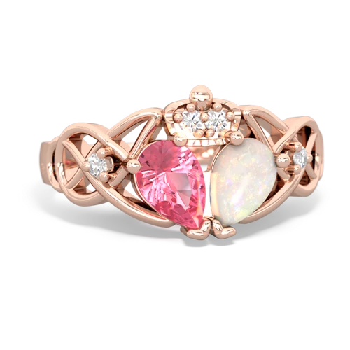opal-pink sapphire claddagh ring