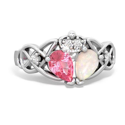 opal-pink sapphire claddagh ring