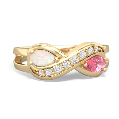 opal-pink sapphire diamond infinity ring