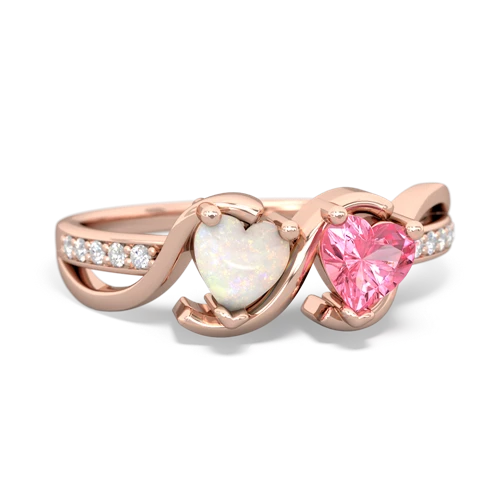 opal-pink sapphire double heart ring