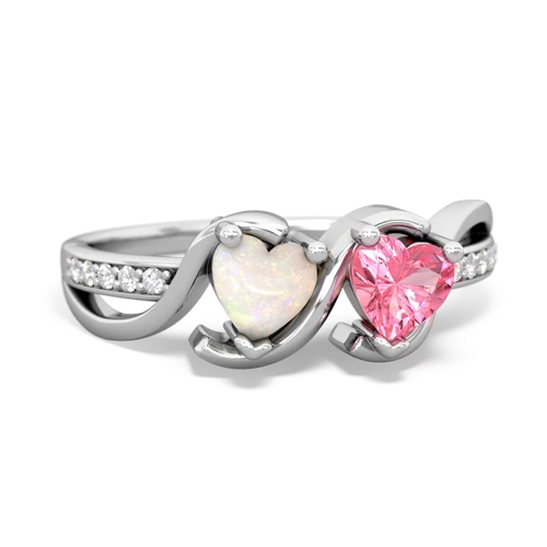 opal-pink sapphire double heart ring