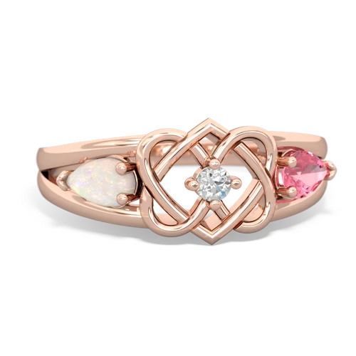 opal-pink sapphire double heart ring