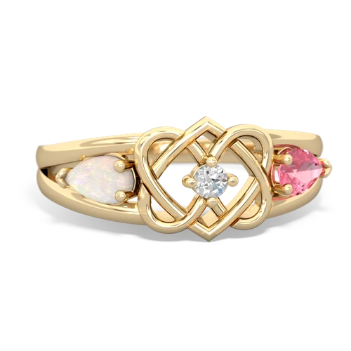 opal-pink sapphire double heart ring