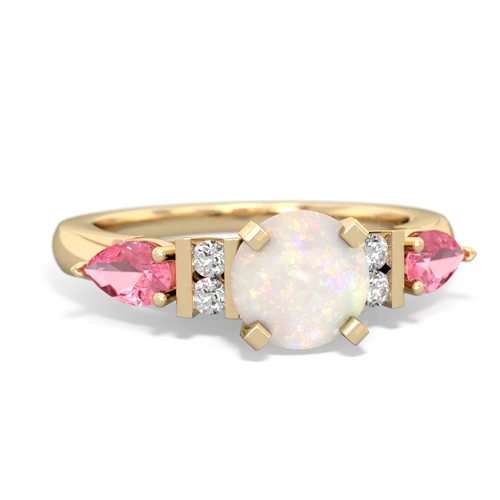 Opal Genuine Opal with Lab Created Pink Sapphire and  Engagement ring Ring